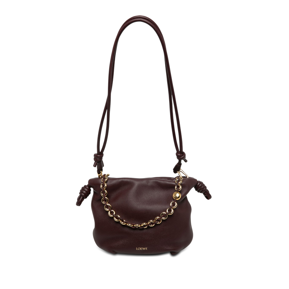 Pre-Loved LOEWE Mini Mellow Nappa Donut Chain Flamenco Knot Clutch with Strap